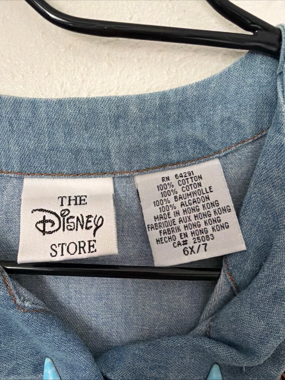 Disney Store Light Blue Denim Long-Sleeve Pocahontas Embroidered Dress 6X/7 - Picture 5 of 6